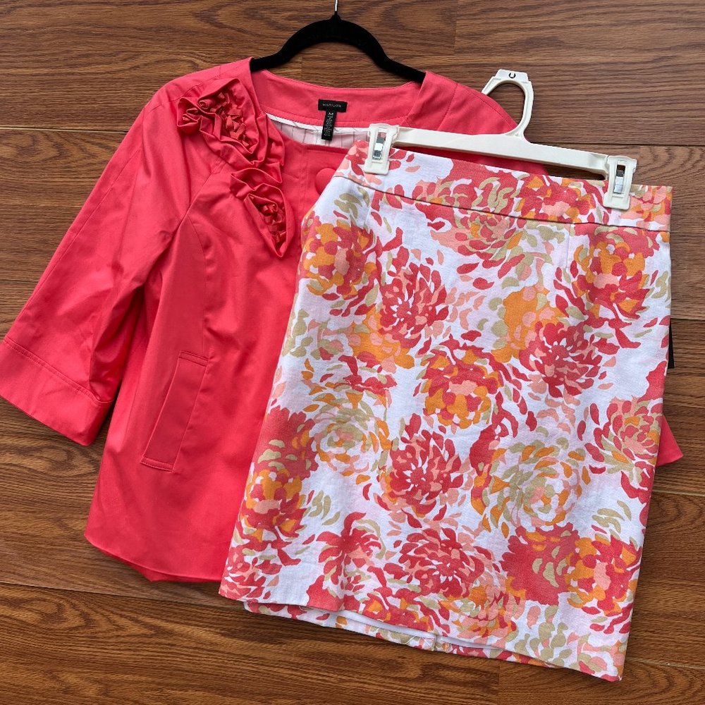 🌷NWT MADISON🌷PINK FORAL DETAILSUIT SKIRT SZ 12 AND BLAZER SZ MEDIUM suit